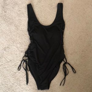 Fashion Nova Lace Up One Piece Swimsuit